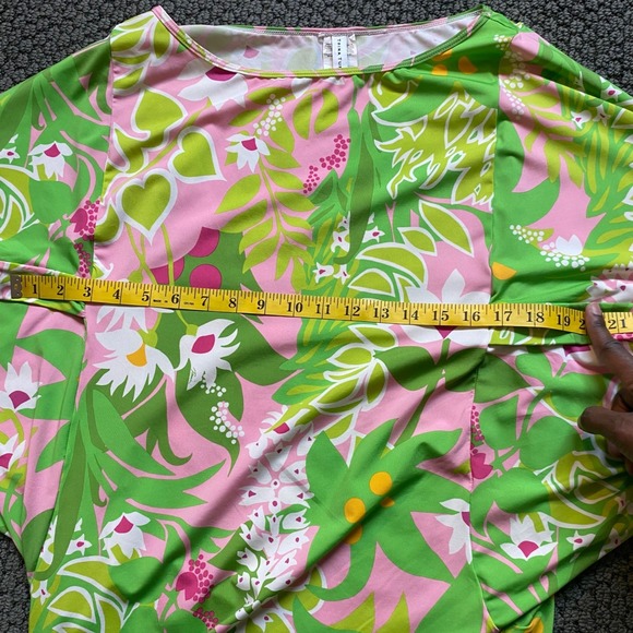 TRINA TURK Floral La Palma Swim Tunic Size Medium Cover-Up Tropical Resortwear - Picture 8 of 10